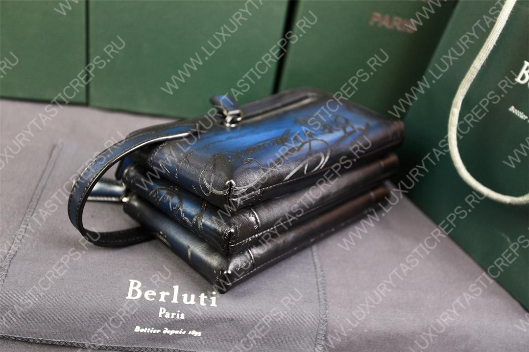 BERLUTI TIRIWA SCRITTO LEATHER POUCH BLUE TIRIWA_NEO-JOUR-V2