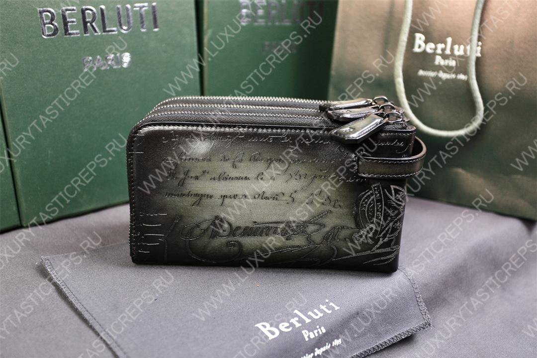 BERLUTI TIRIWA SCRITTO LEATHER POUCH BLACK TIRIWA_NEO-JOUR-V2