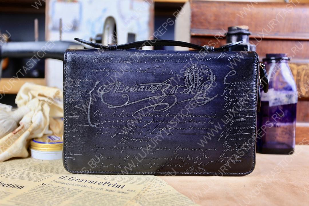 BERLUTI NINO TGM SCRITTO CLUTCH BLACK GREY NINO_TGM_NEO-V2
