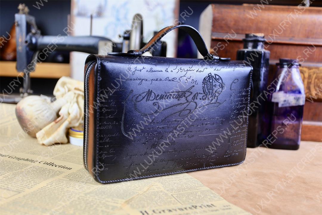 BERLUTI NINO TGM SCRITTO CLUTCH BLACK GREY NINO_TGM_NEO-V2