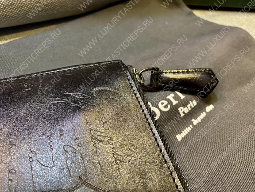 BERLUTI SCRITTO LEATHER POUCH BLACK JOUR-V3