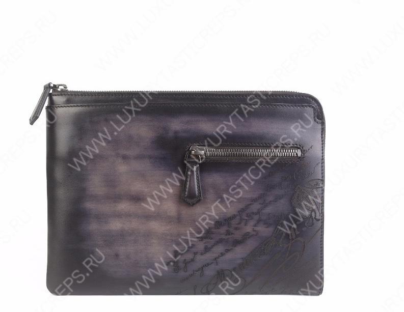 BERLUTI VENEZIA SCRITTO CLUTCH BLACK GREY NINO_TGM_NEO-V2