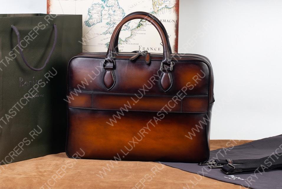 BERLUTI UN JOUR GULLIVER SCRITTO LEATHER MESSENGER BROWN GULLIVER_NEO-V2