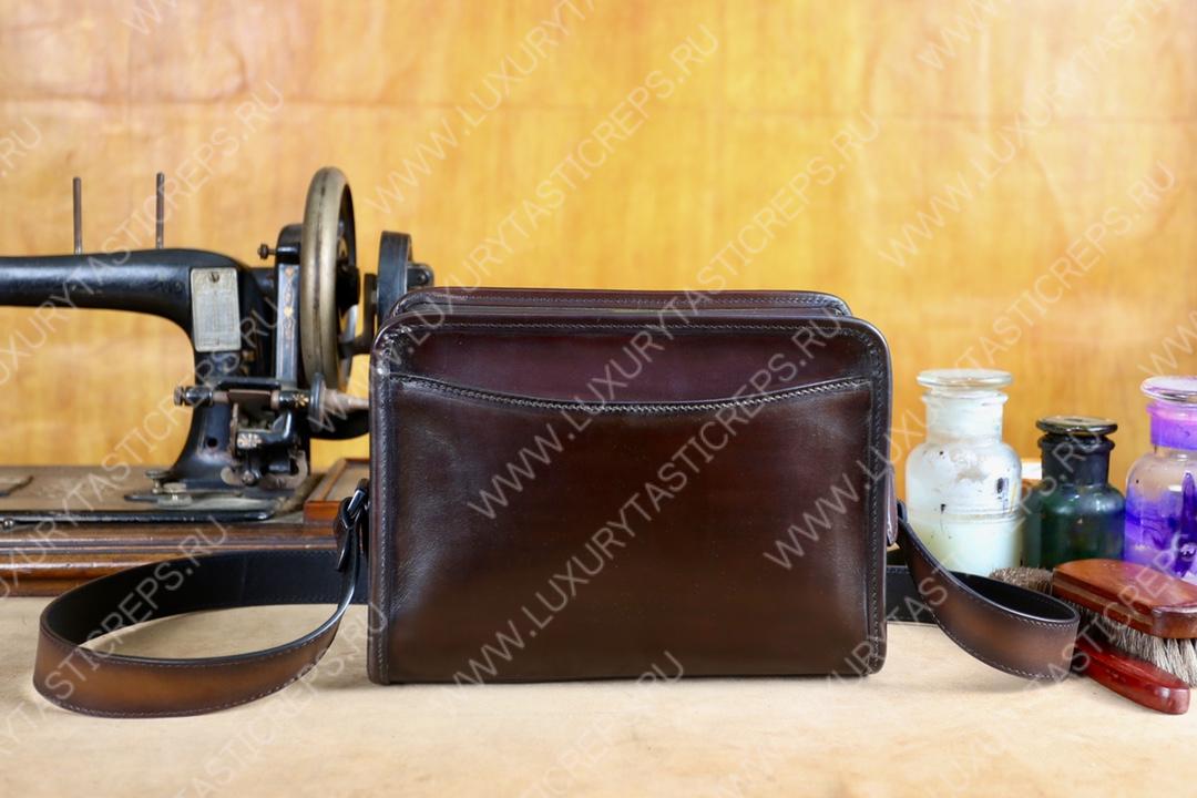 BERLUTI JOURNALIER SCRITTO MESSENGER BROWN C0859-R1