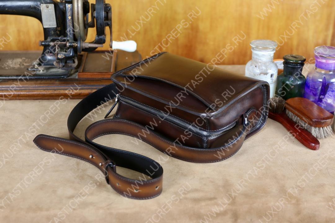 BERLUTI JOURNALIER SCRITTO MESSENGER BROWN C0859-R1