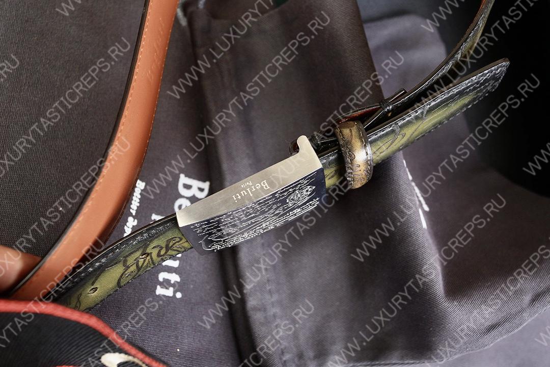BERLUTI LEATHER BELT GREEN C0028-R1