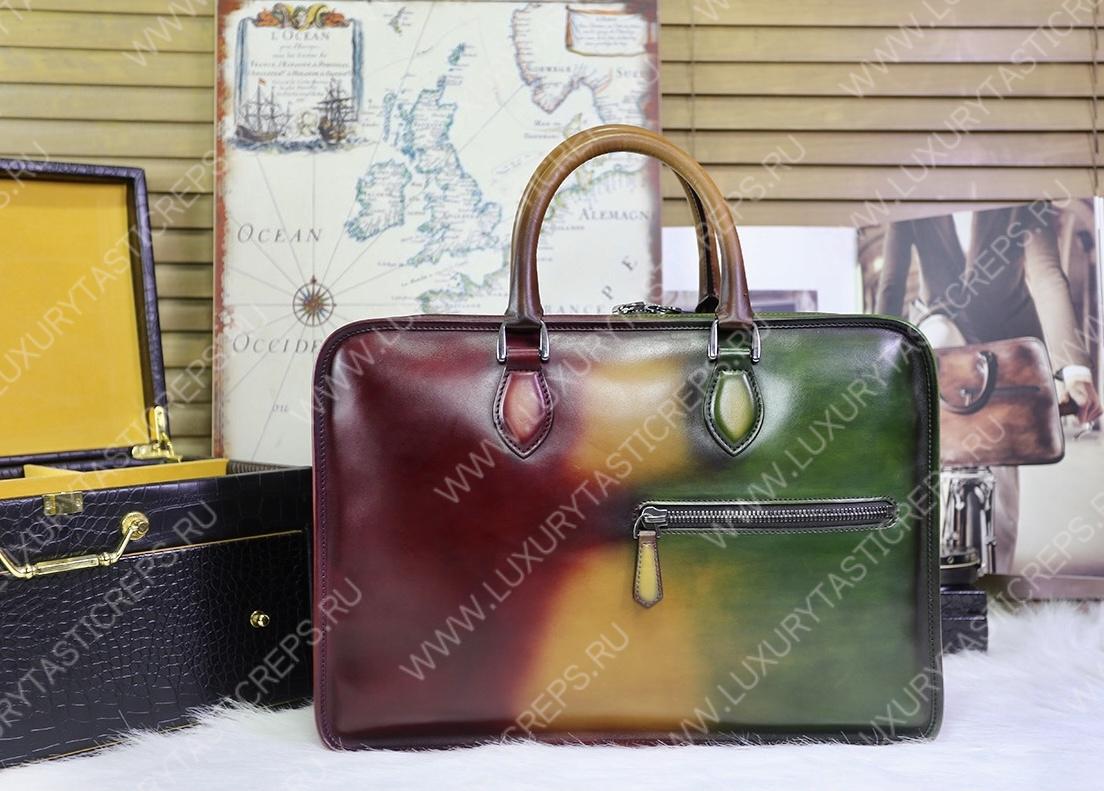 BERLUTI OVERNIGHT LEATHER TRAVEL BAG MULTI-COLOR OVERNIGHT-V82