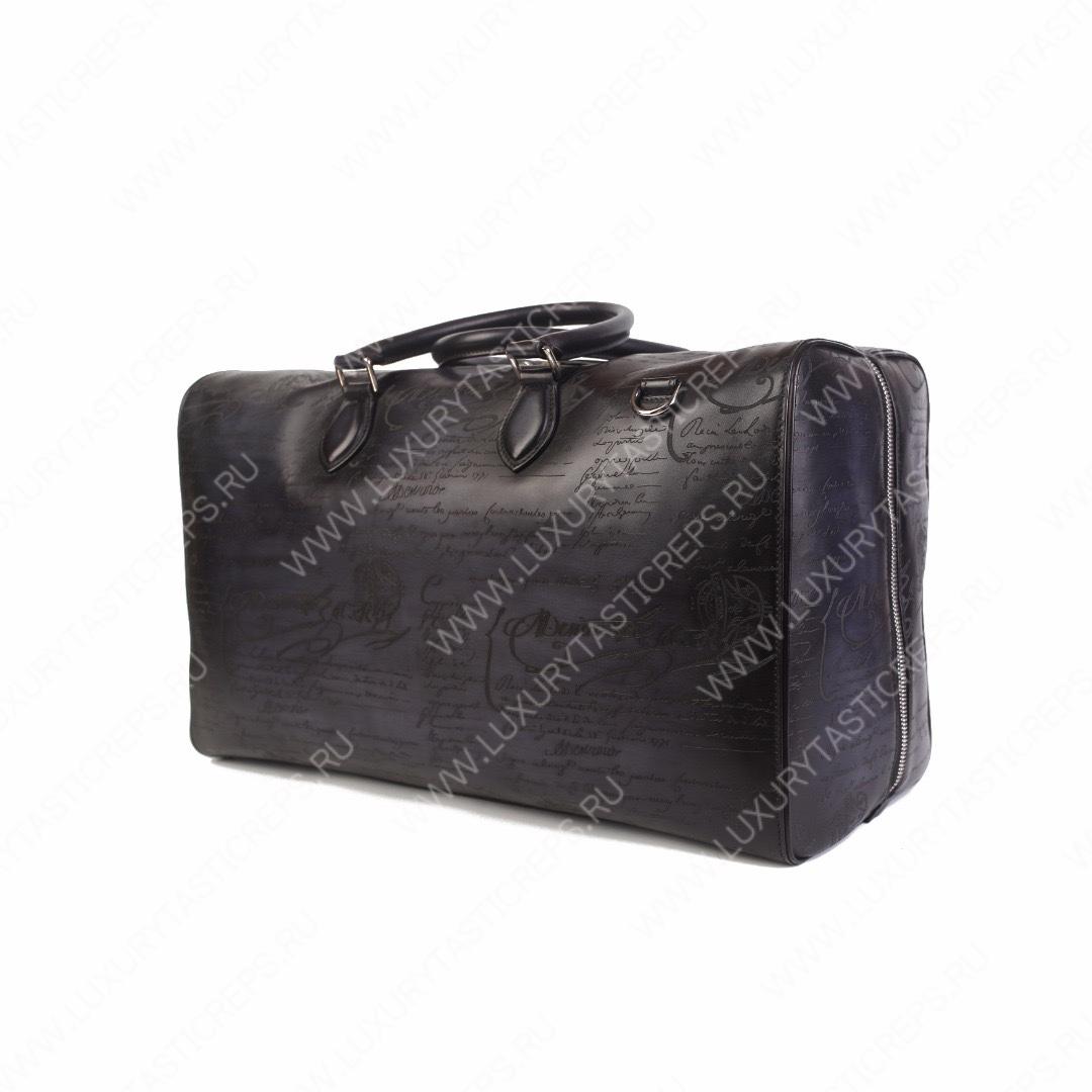 BERLUTI JOUR OFF MM SCRITTO LEATHER TRAVEL BAG BLACK JOUR_OFF_MM_NEO-V84