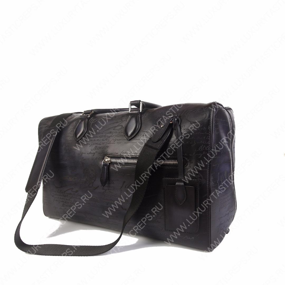 BERLUTI JOUR OFF MM SCRITTO LEATHER TRAVEL BAG BLACK JOUR_OFF_MM_NEO-V84