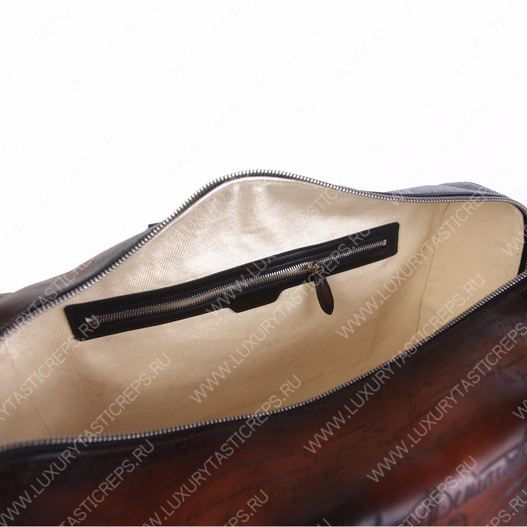 BERLUTI JOUR OFF MM SCRITTO LEATHER TRAVEL BAG TOBACCO BIS JOUR_OFF_MM_NEO-V84