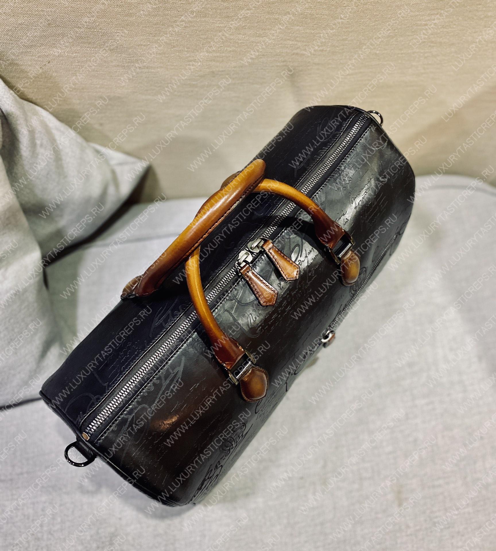 BERLUTI JOUR OFF SCRITTO TRAVEL BAG BROWN AND BLACK JOUR_OFF_MM_NEO-V2